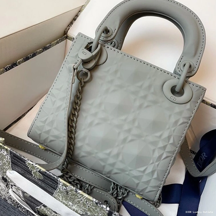 Cheap Bag Lady Cannage Frosted Mini Calfskin Ultramatte Grey Dior 0710 Luxury